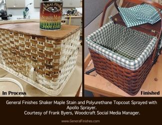 wicker basket refinished using general finishes water based wood stain
