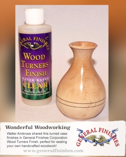 turned wooden vase finished with wood turners finish
