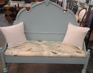 bench refinished with persian blue milk paint