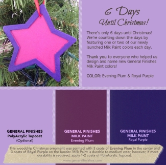 purple star ornament. text: 6 days until christmas