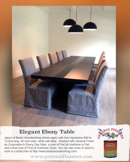 custom table finished using ebony dye stain