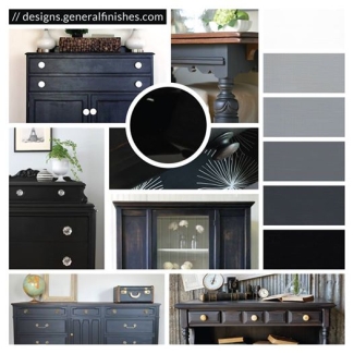 furniture that has been refinished using lamp black milk paint