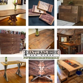 custom furniture by natural edge saw works using general finishes stains, dyes, and paints