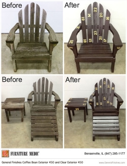 before and after of adirondac chair using exterior 450