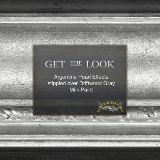 text: get the look argentine pearl effects stippled over driftood gray milk paint