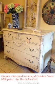 dresser refinished in linen milk paint