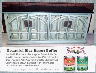 refinished buffet using persian blue milk paint