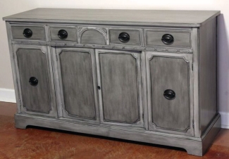 buffey refinished using seagull gray milk paint and black glaze effect