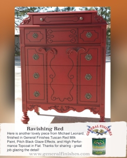 dresser refinished using tuscan red milk paint