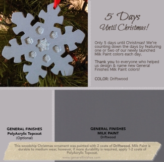 text: 5 days until christmas holiday ornament using general finishes stains, dyes, and paints