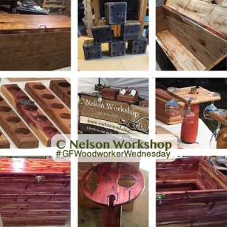 custom wood furniture and art finished using general finishes stains, dyes, and paint by C nelson workshop