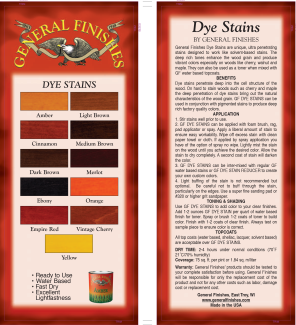 General Finishes Water Based Dye Stain Brochure
